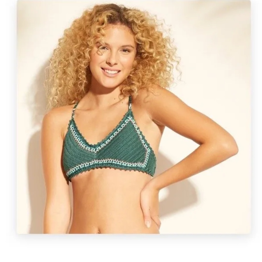 Xhilaration - Green Knit Bikini Top Medium